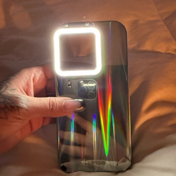 LuMee Apple iPhone 13 Pro MagSafe Compatible Flip Selfie Case  Holographic - Picture 2 of 5